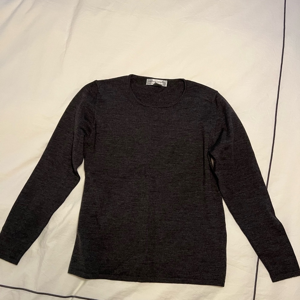Sutton Studio Gray Merino Wool Sweater